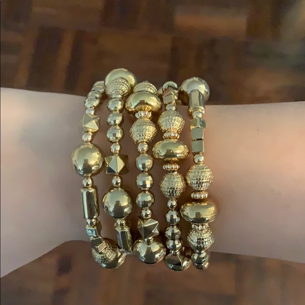 Gold multi shape wrap bracelet